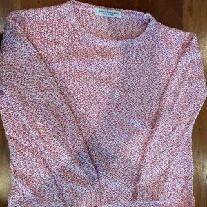 Amina Rubinacci Italy 100% Cotton Pullover Crew Neck Pink and White Sweater 40